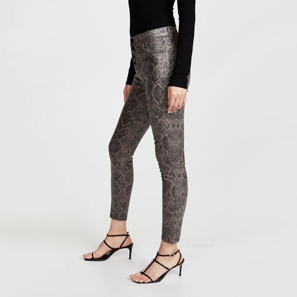 NWT J Brand brown & black snakeskin boa high rise cropped skinny coated jeans - Picture 6 of 15